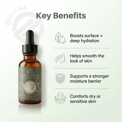 Omiana Natural Cosmetics Oil Moisture Balance Hyaluronic Serum – Lightweight, Hydrating Serum for Sensitive Skin